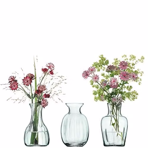 LSA International Mia Mini Vase Trio Set of 3, Clear Recycled Glass, H 11 cm