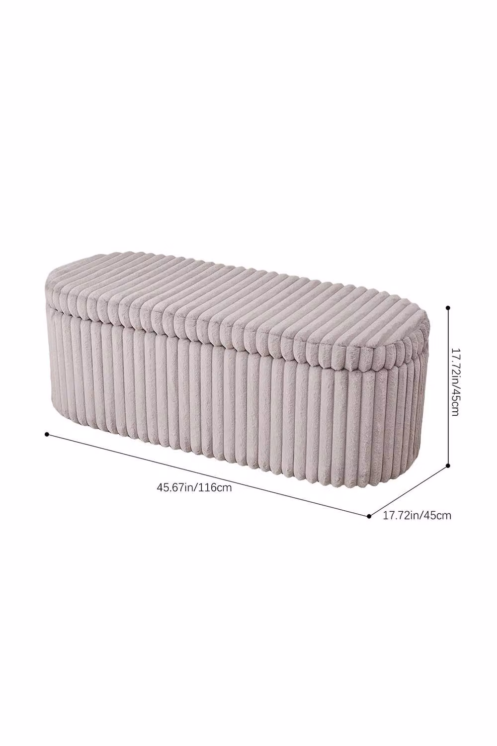 Living and Home Grey Corduroy Upholstered Storage Bench – 3