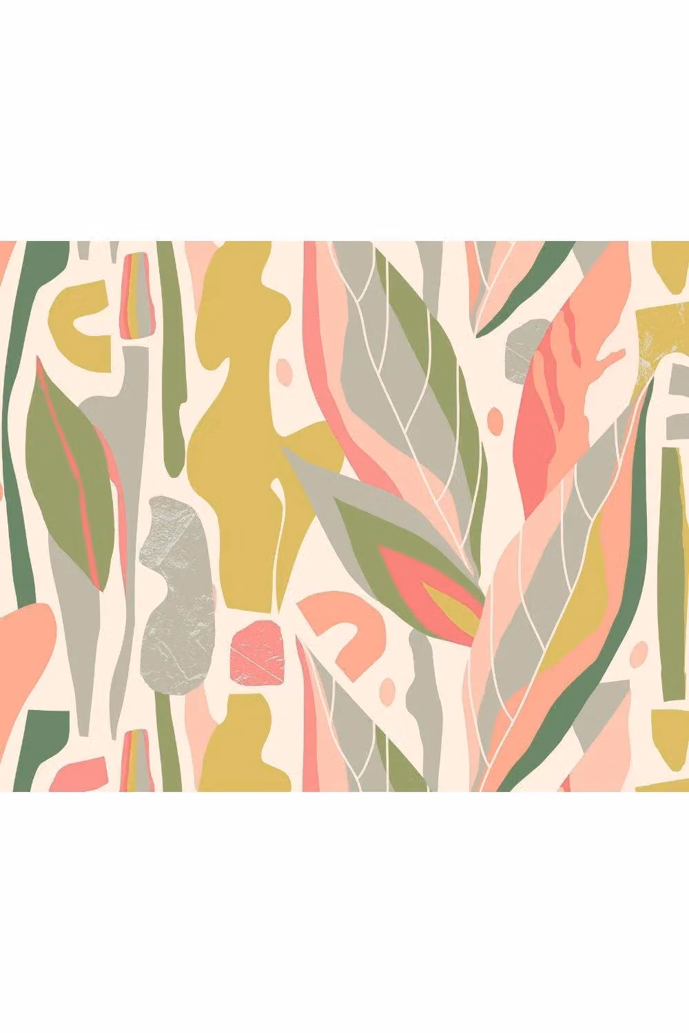 Origin Murals Abstract Leaf Shapes Wall Mural in Pink and Multicolour, W: 300 cm, H: 240 cm – 2