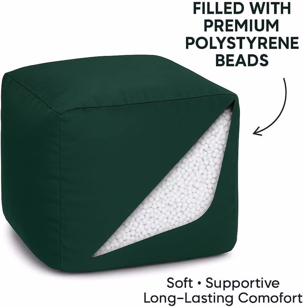 Homes-Linen Waterproof Bean Bag Footstool Cube in Green, W/D/H: 40 x 40 x 40 cm – 2