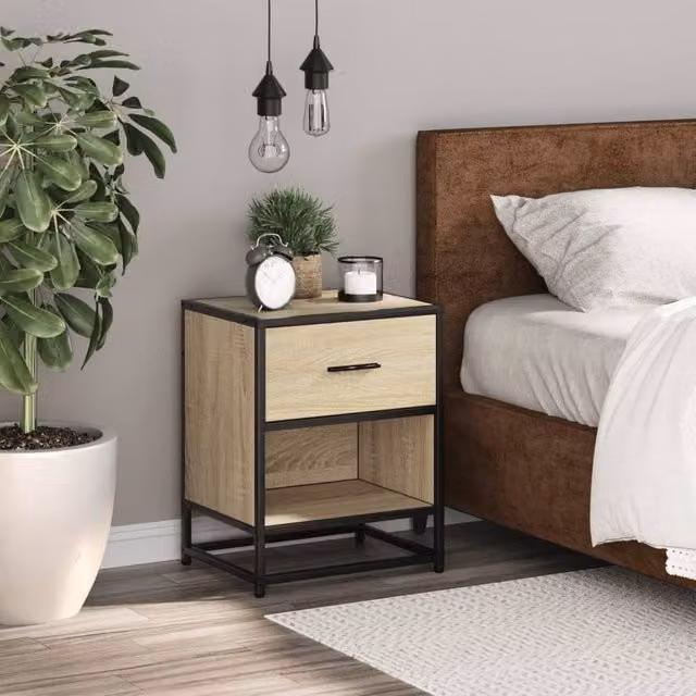 Berkfield Home Decorative Bedside Cabinet in Sonoma Oak, Light Tan, W/D/H: 40 x 31 x 50 cm