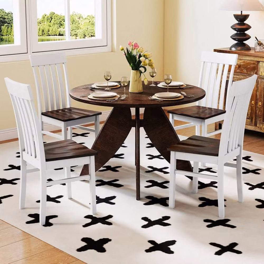 EONLION Set of 2 White Rubberwood Dining Chairs – 5