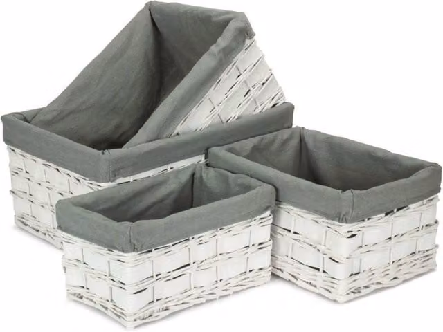 Red Hamper Scandi Storage Basket Set of 4 with White and Grey Lining