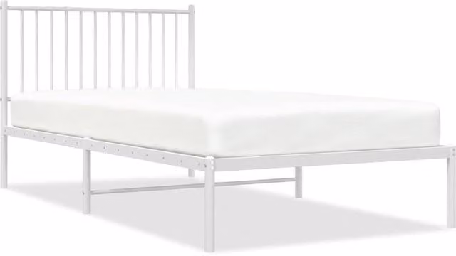 Berkfield Home Metal Bed Frame with Headboard, White, W: 100 cm, L: 200 cm