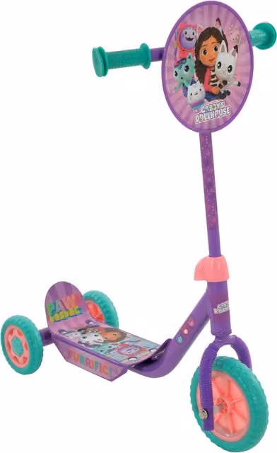 MV Sport Gabby's Dollhouse Deluxe 3 Wheeled Height Adjustable Scooter in Purple