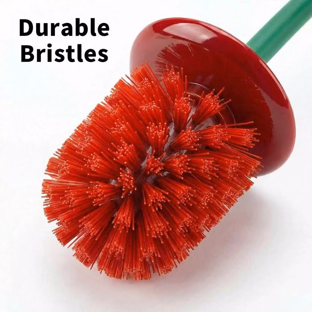 PAWNORA Red Plastic Toilet Brush and Freestanding Holder Set – 3