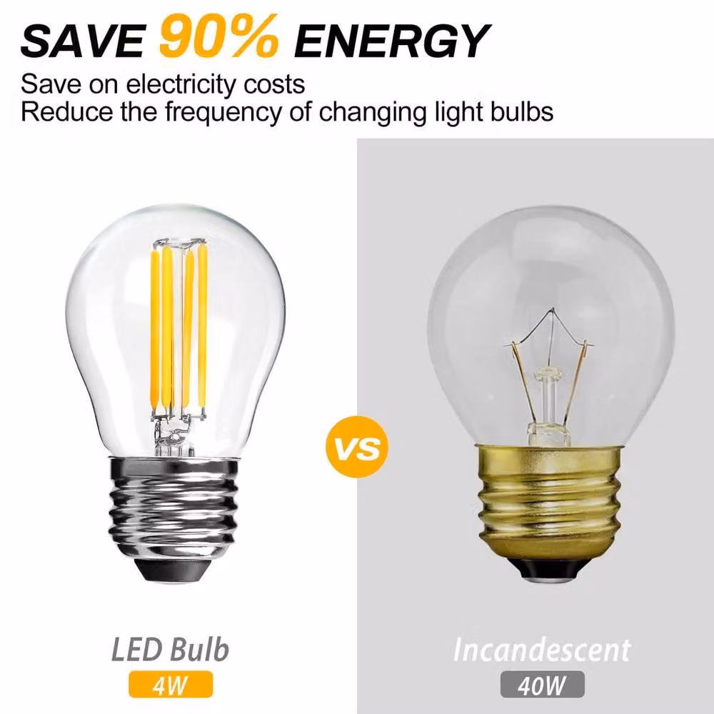 VOGREX 8 Pack Dimmable 4W LED Globe Filament Light Bulbs, E27, Clear – 2