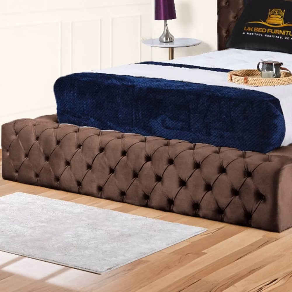 UK Bed Furniture Ambassador Ottoman Gas Lift Upholstered Velvet Bed in Brown, Super King Size – 3