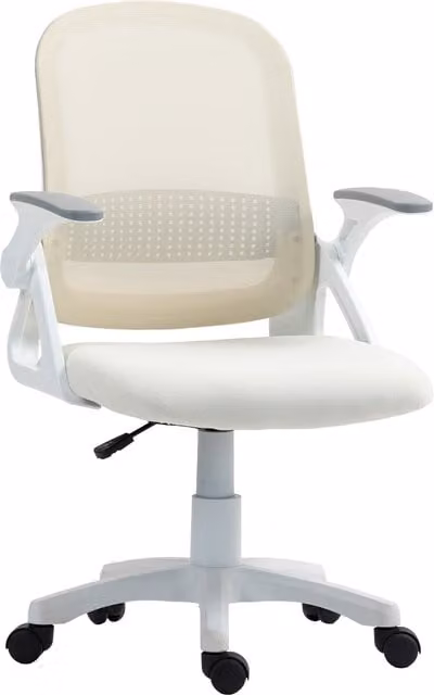 HOMCOM Ergonomic White Mesh Office Chair with Flip-up Armrests and 360 Degree Swivel