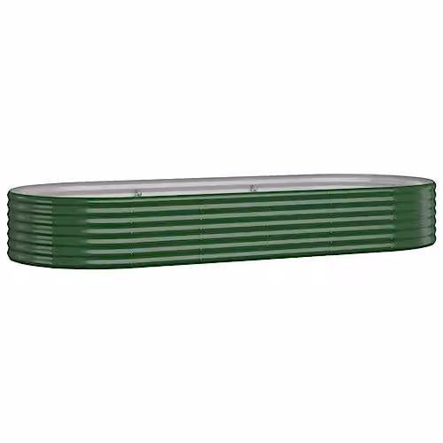 vidaXL Green Galvanised Steel Garden Raised Bed W: 249 cm, D: 100 cm, H: 36 cm