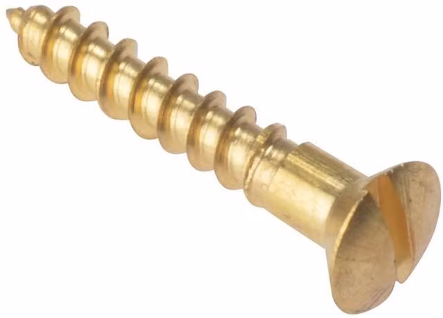 Forgefix Brass Slotted Self-Countersinking Wood Screws in Gold and Multicolour