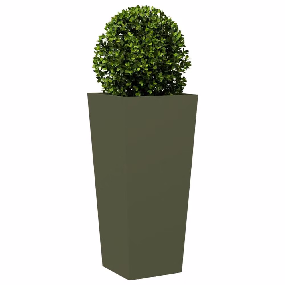 Berkfield Home Steel Garden Planter Tubs, Green, 2 Pack, W/D/H: 35 x 35 x 75 cm – 3
