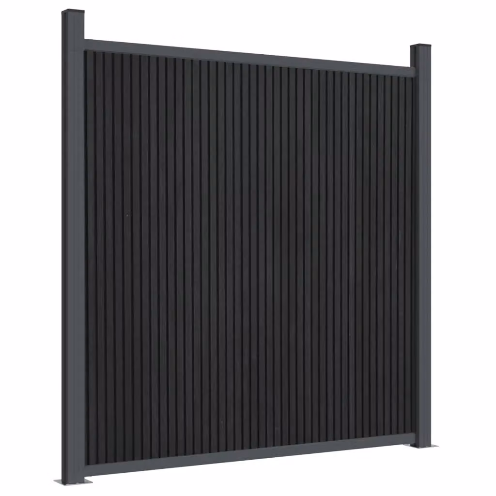 Berkfield Home Grey WPC and Aluminium Opaque Fence Panel, W: 1564 cm, H: 186 cm – 3