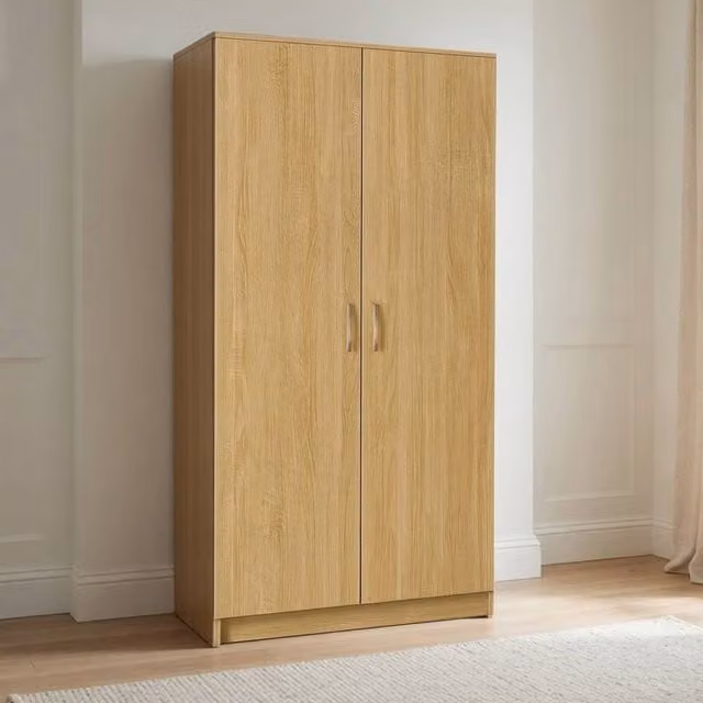 KDMD Chelsea Oak 2 Door Wardrobe in Brown, H 185 x W 80 x D 50 cm