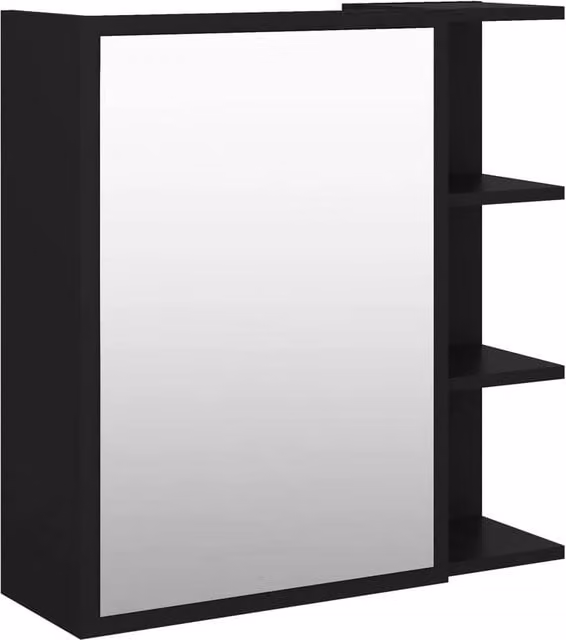 Berkfield Home Modern Black Bathroom Mirror Cabinet with Hinged Doors, W/D/H: 62.5 x 20.5 x 64 cm – 1