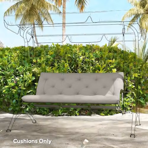 Outsunny Garden Bench Cushion with Ties, Grey, W: 110 cm x D: 110 cm x H: 12 cm – 5