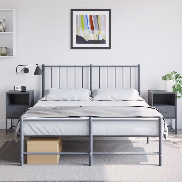Berkfield Home Set of 2 Anthracite and Black Metal Bedside Cabinets, W/D/H: 36 x 39 x 60.5 cm – 1