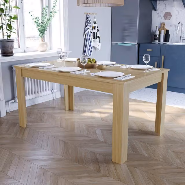 Vida Designs Rustic Rectangular Dining Table in Brown and Yellow, Width: 150 cm