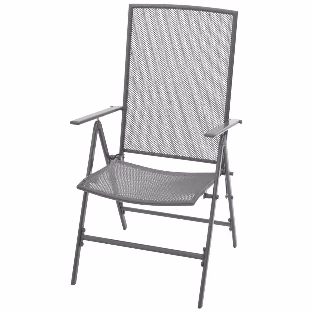 Berkfield Home 7-Piece Reclining Garden Table and Chair Set in Anthracite and Black Powder-Coated Steel – 3