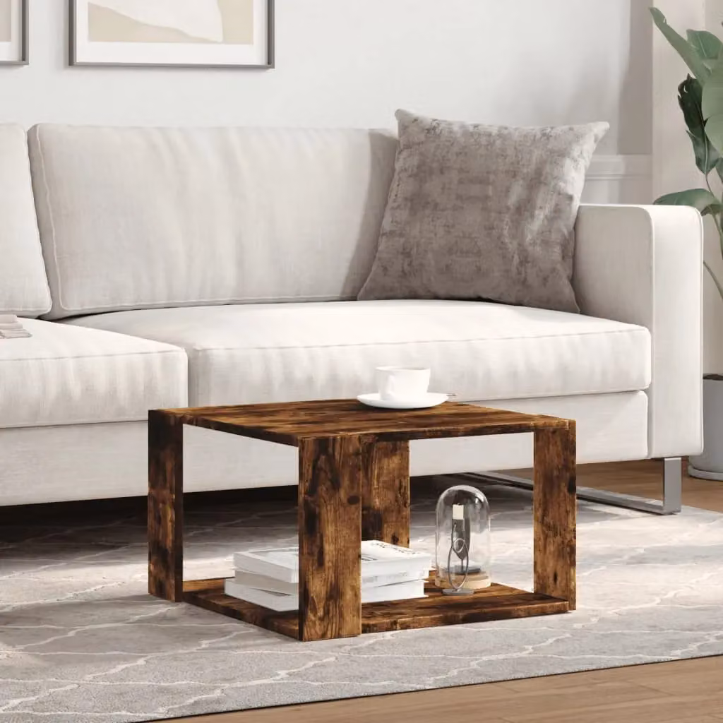 Berkfield Home Smoked Oak Coffee Table in Brown, W/D/H: 51.5 x 51.5 x 30 cm – 3