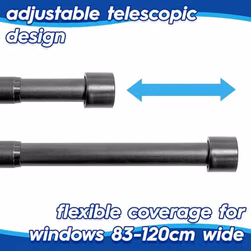 Harbour Housewares Extendable Metal Curtain Pole Kit, Black, W: 83-120 cm – 4
