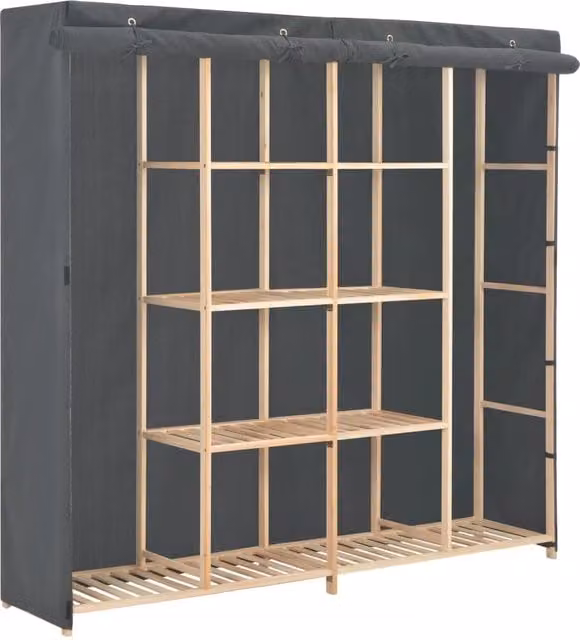 Berkfield Home Grey Fabric Roll Shutter Wardrobe W/D/H: 173 x 40 x 170 cm – 1
