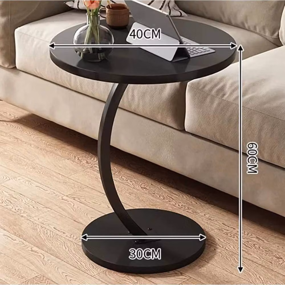 KORVIXA C-Shaped Compact Sofa Side Table in Black, W/D/H: 100 x 40 x 40 cm – 2