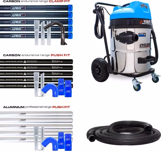 Kiam Products Cyclone Lite KV60 3600W Side Entry Gutter Vacuum Kit in Blue with 20ft Aluminium Pole