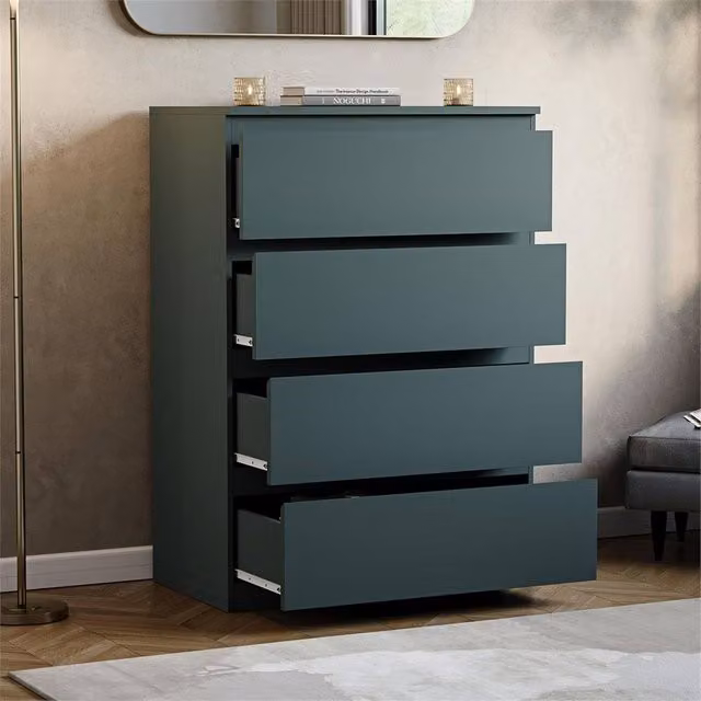 FORGEVIO Green Modern 4 Drawer Bedroom Chest of Drawers