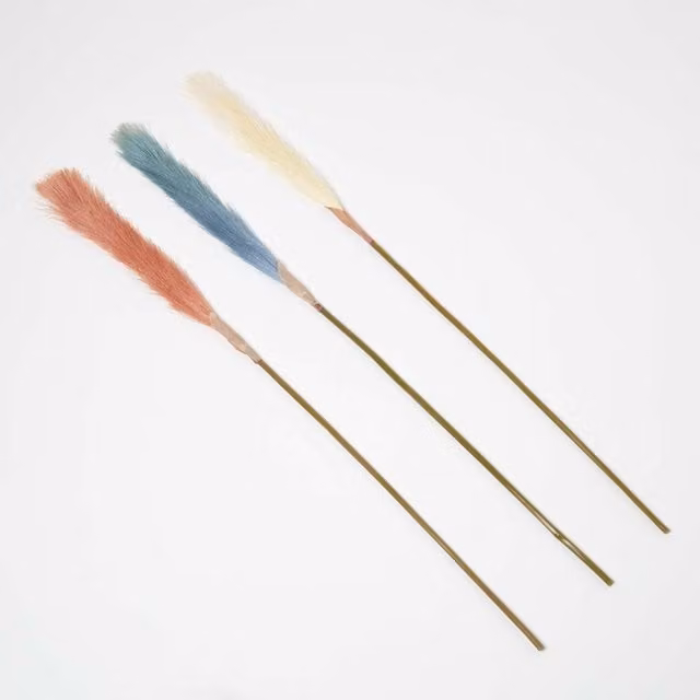 Homescapes Artificial Pampas Grass Set of 3 in Blue, Orange and Multicolour, Height: 78 cm