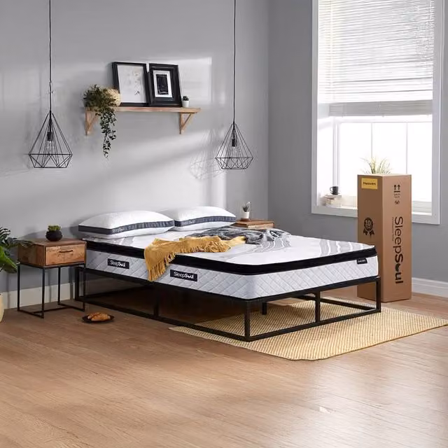 SleepSoul Heaven Cool Gel 3000 Pocket Pillow Top Hybrid Mattress, White, W: 200 cm x D: 200 cm