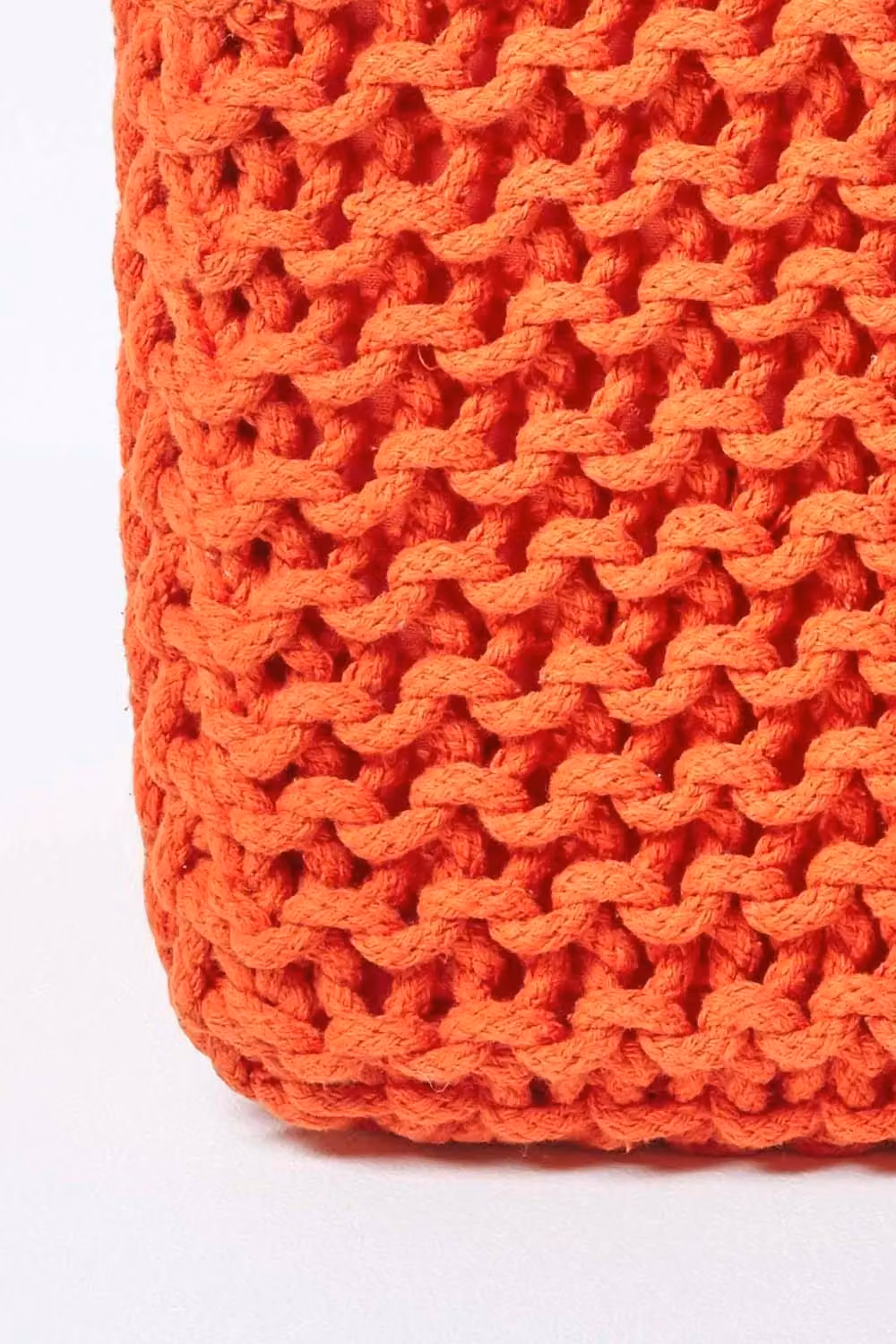 Homescapes Cube Cotton Knitted Pouffe Footstool in Burnt Orange – 3
