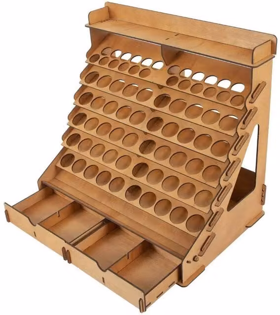 EONLION Wood Model Paint Storage Rack and Organizer in Brown, W/D/H: 50 x 27 x 39 cm – 1