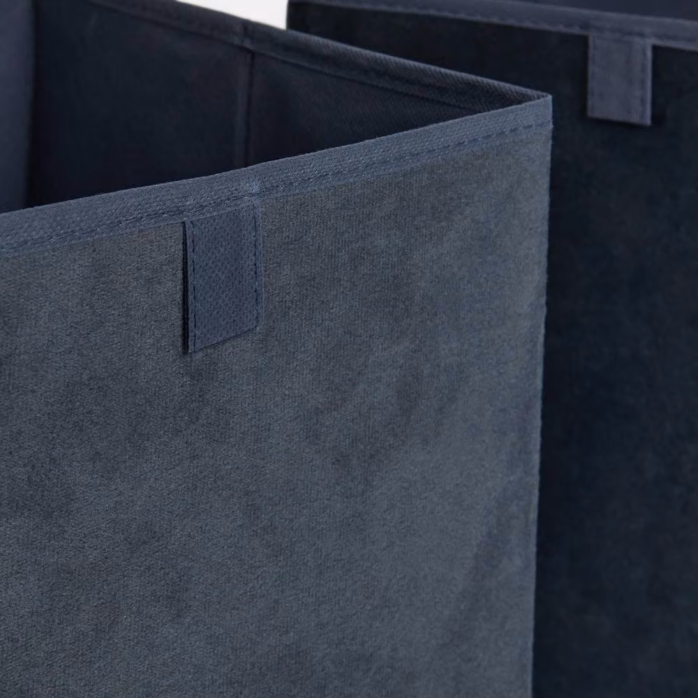 OHS 2 Pack Matte Velvet Cube Folding Storage Organisers in Navy Blue – 4