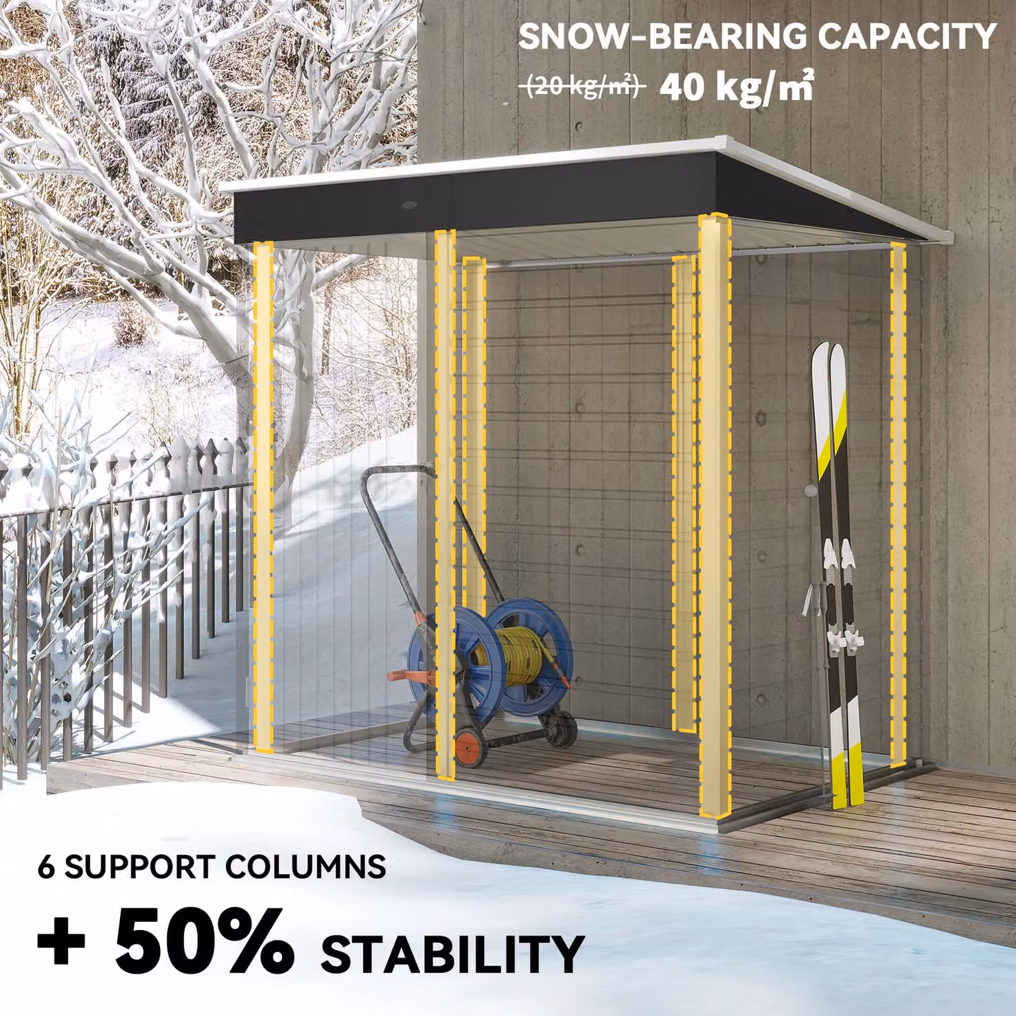 Outsunny Modern Pent Metal Garden Shed in Grey with Lockable Door – 10