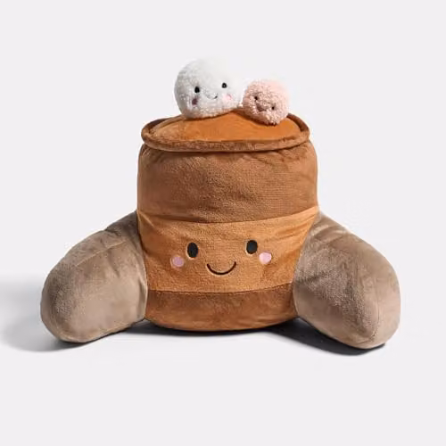 OHS Hot Chocolate Cuddle Cushion in Brown, Soft Teddy Fleece Reading Pillow for Adults and Kids, W/D/H: 45 x 40 x 30 cm – 4