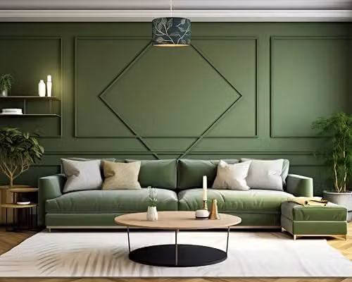 Happy Homewares Modern Round Fabric Drum Lamp Shade in Green and Gold, W/D/H: 30 x 30 x 20 cm – 4