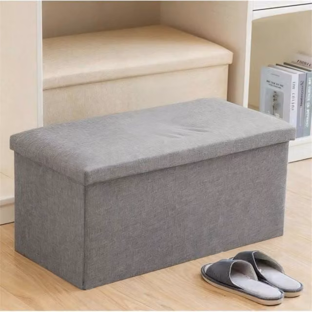 Kelvenix Grey Upholstered Ottoman Storage Seat and Toy Chest – 1