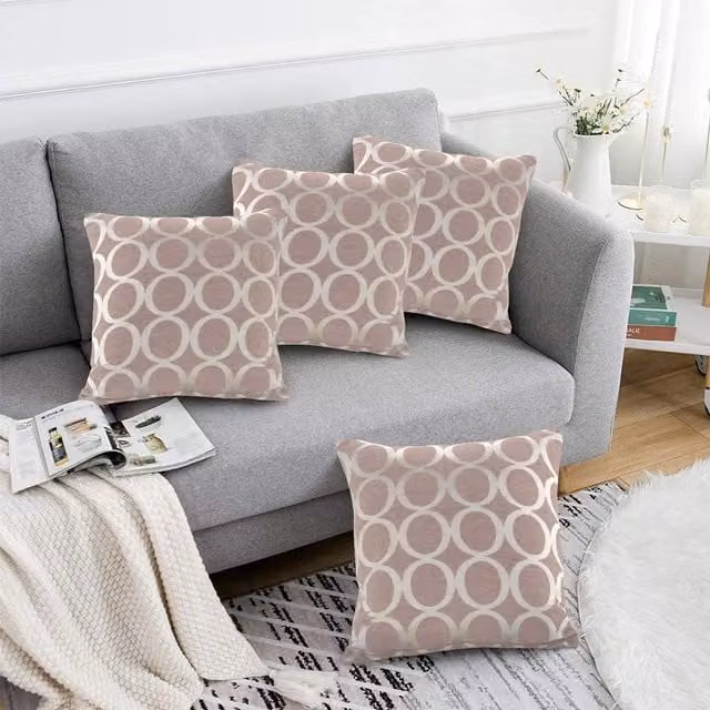 Luxor Living Pink Chenille Square Cushion Set of 4, W/D/H: 45 x 45 x 45 cm
