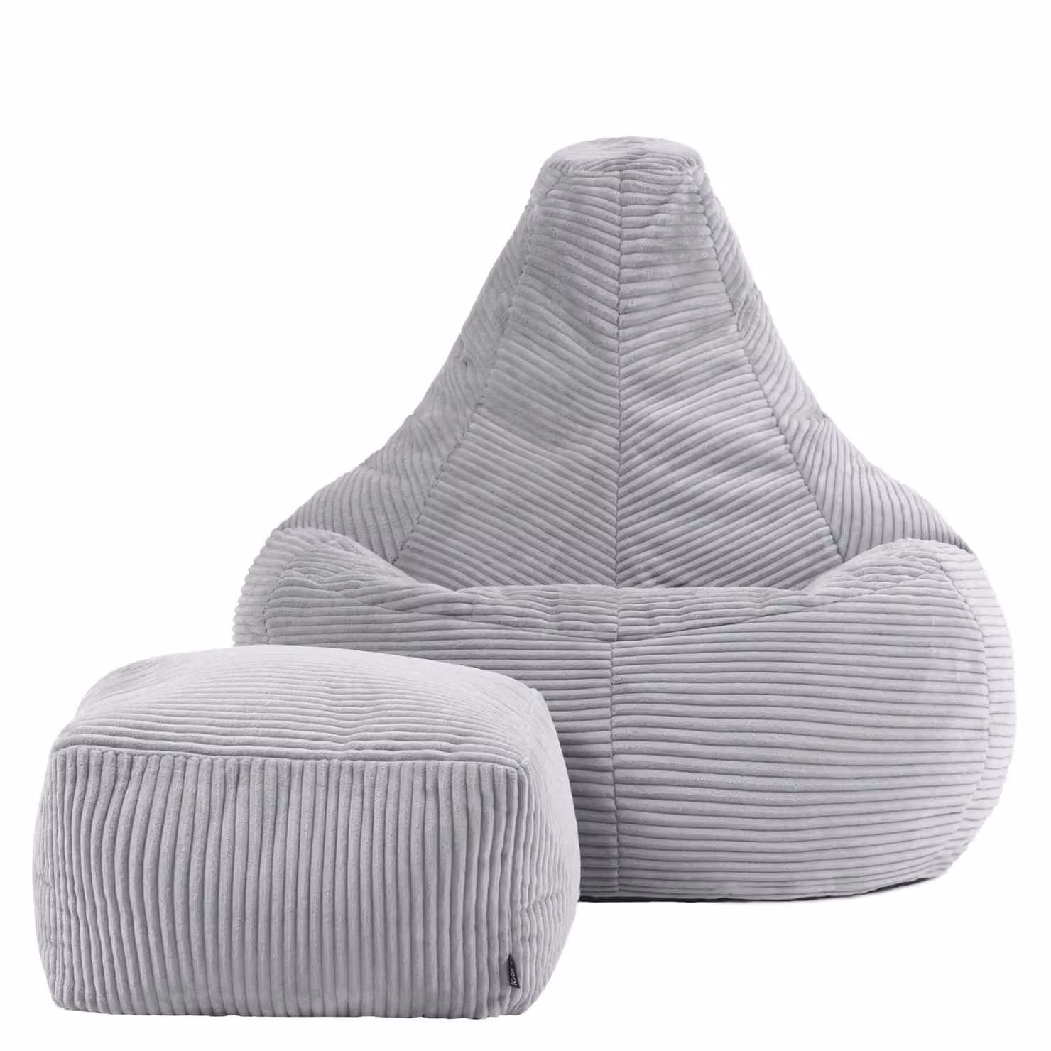 icon Dalton Cord Bean Bag Gaming Chair and Footstool with Filling in Grey – 2