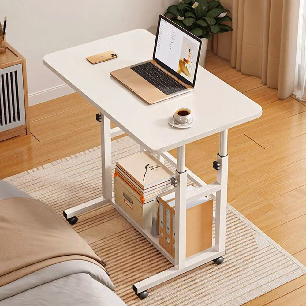 KORVIXA Height Adjustable Rolling Computer Table in White – 3