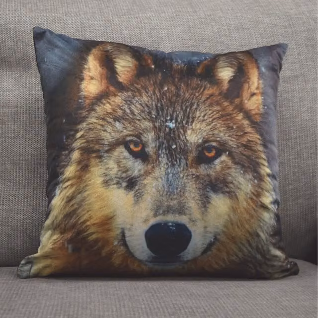 Rapport Home Twilight Wolf Velvet Cushion Cover, Multicolour, W: 43 cm x H: 43 cm