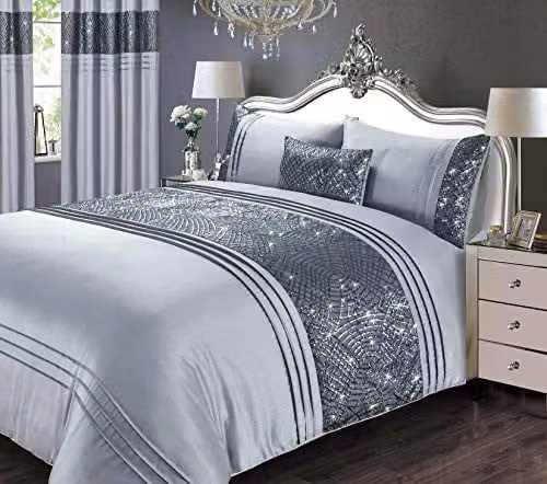 Rapport Home Charleston Polycotton Duvet Cover and Pillowcase Set, Grey, W/D/H: 135 x 200 cm – 1