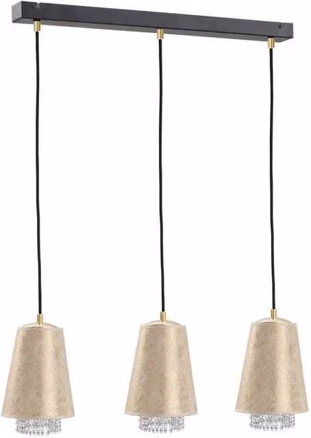 Netlighting Molly Bar Pendant Ceiling Light in Gold and Crystal, 60 cm, 3x E27