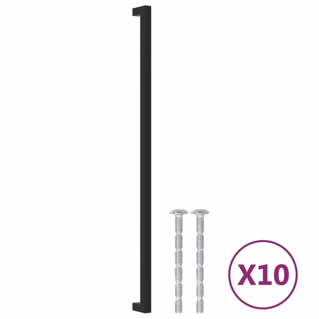 Berkfield Home Matt Black Stainless Steel Bar Cabinet Handles, 10 Pack, Length: 48 cm – 2