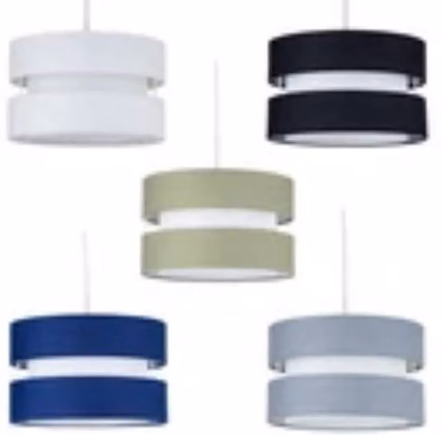 Kelvenix White Fabric Easyfit Pendant Lightshade, Diameter: 26 cm