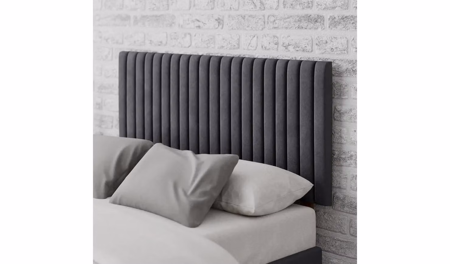 Aspire Grant Single Velvet Upholstered Headboard in Grey with Geometric Design