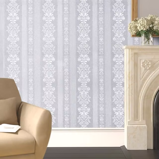 Livingandhome Retro Floral Textured Self-Adhesive Vinyl Wallpaper in White