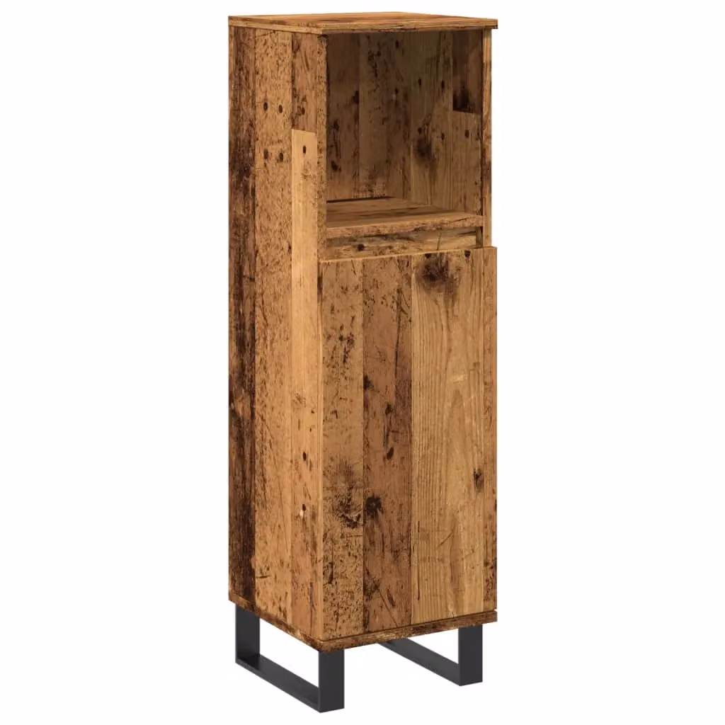 Berkfield Home Industrial Bathroom Cabinet in Brown Old Wood, W/D/H: 30 x 30 x 100 cm – 2