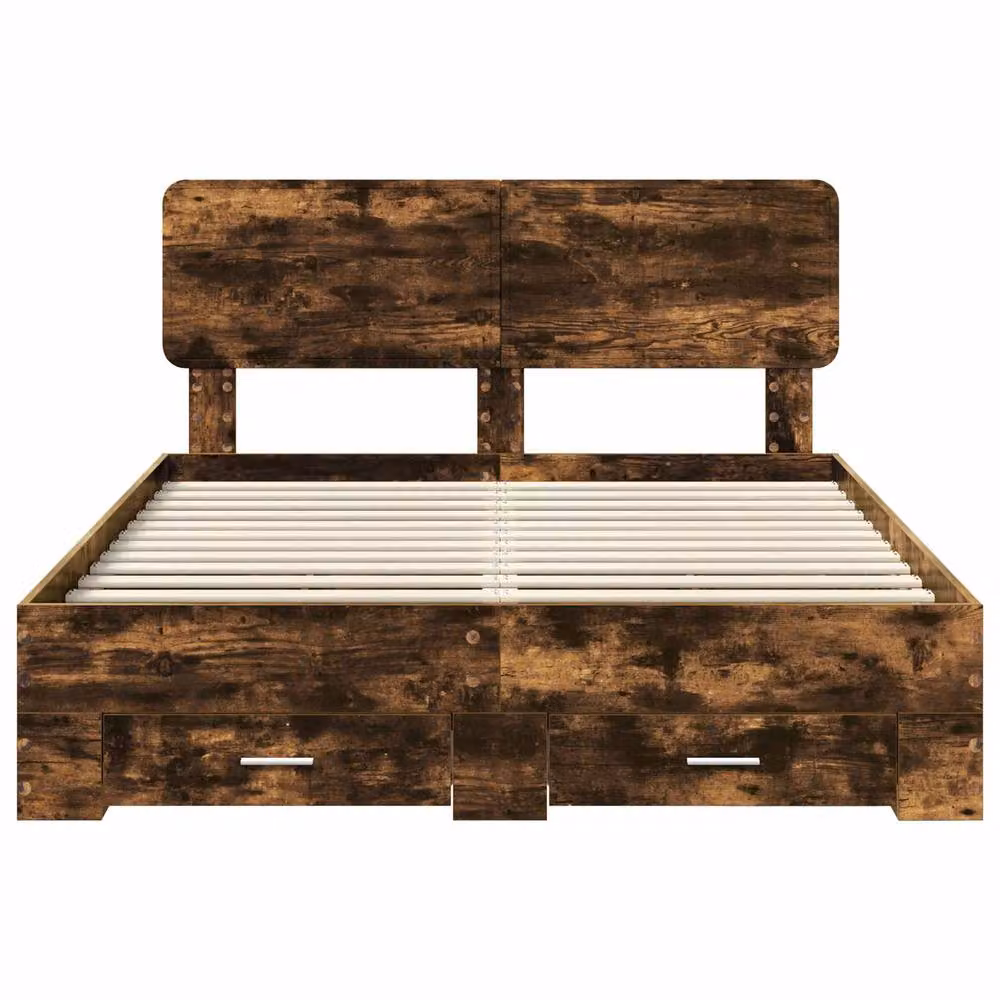 Berkfield Home Modern Bed Frame with Drawers in Smoked Oak Brown, W/D/H: 140 x 200 cm – 3